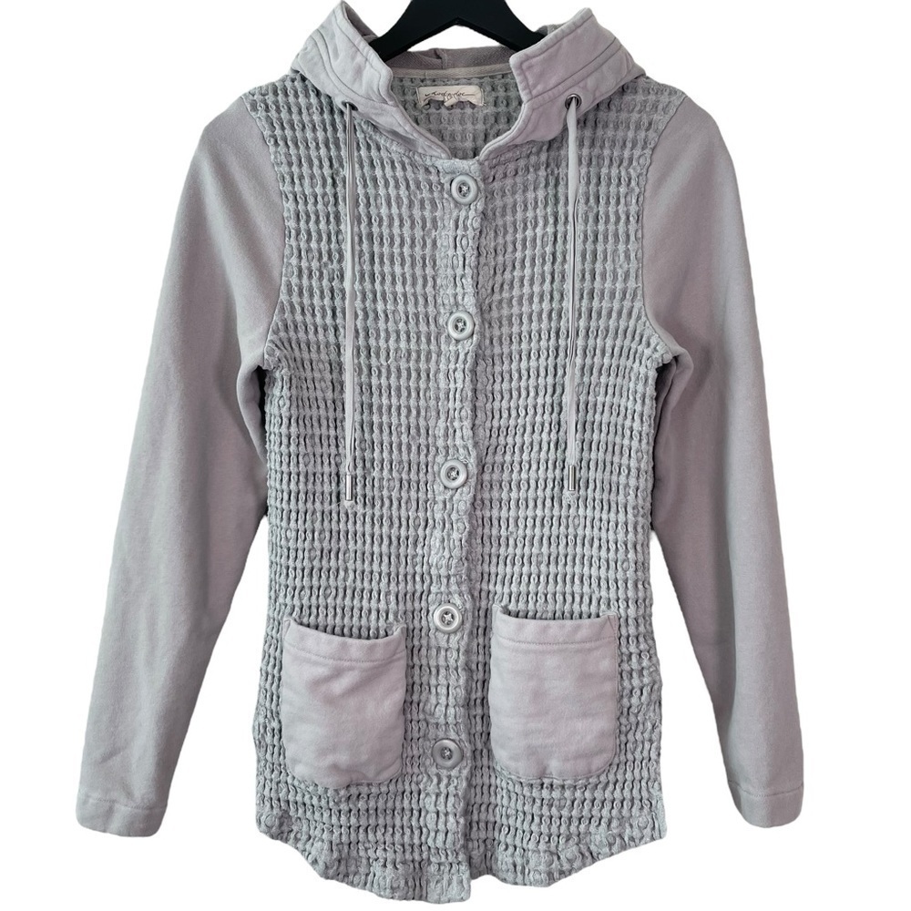 Mod-o-doc Waffle Knit Hooded Cardigan Sweater